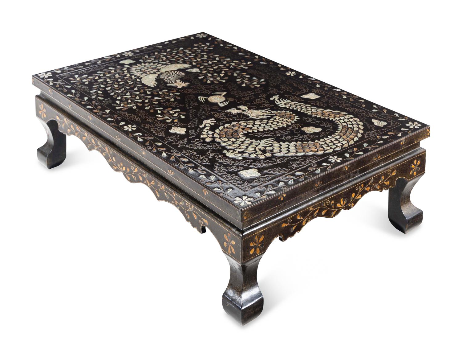 A Korean Mother-of-Pearl and Shagreen Lacquered Coffee Table