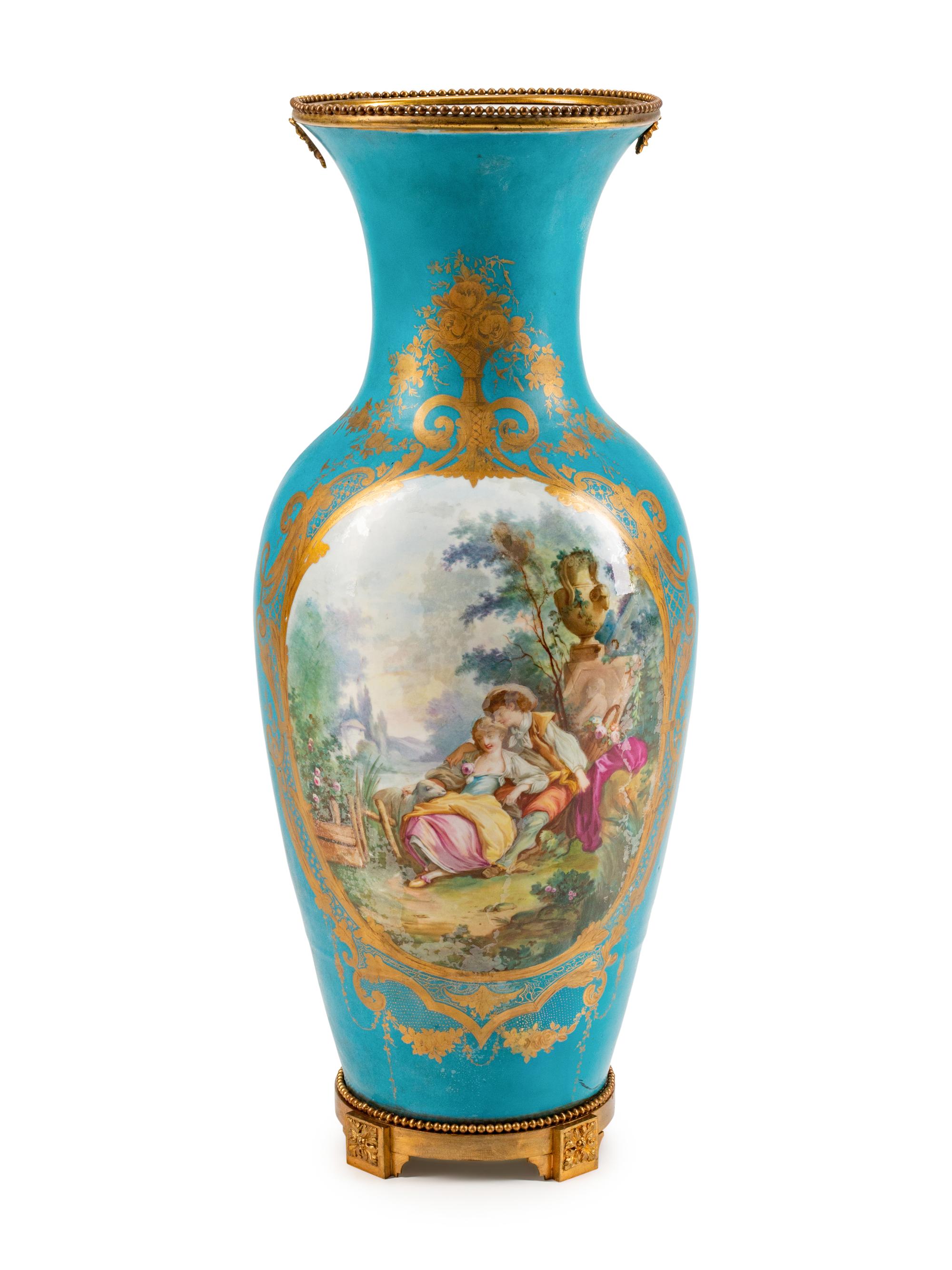 A Large Louis XVI Style Gilt-Bronze-Mounted Sèvres Style Porcelain Urn — 19TH CENTURY