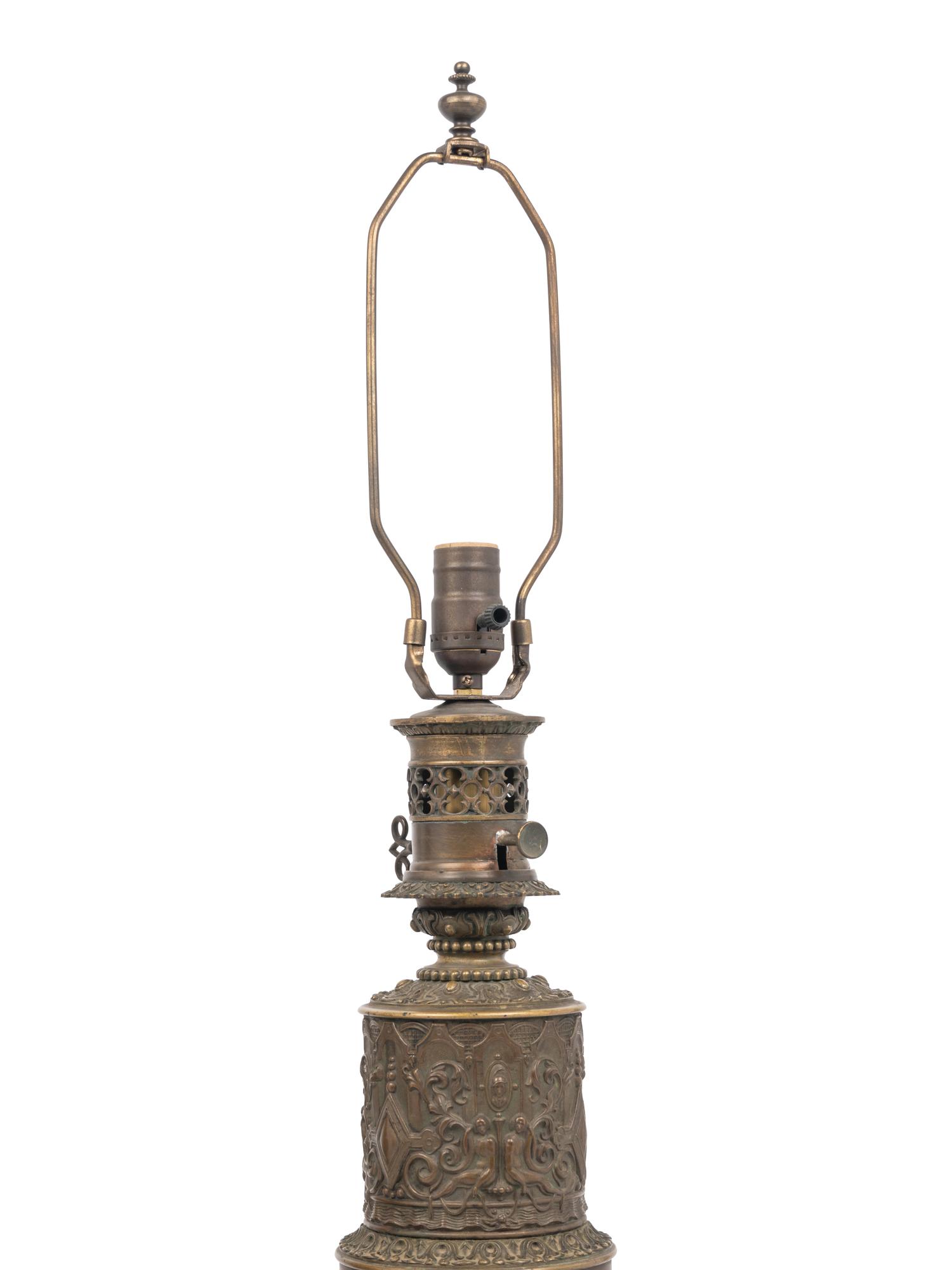 A Pair of French Bronze Fluid Lamps Converted to Electricity