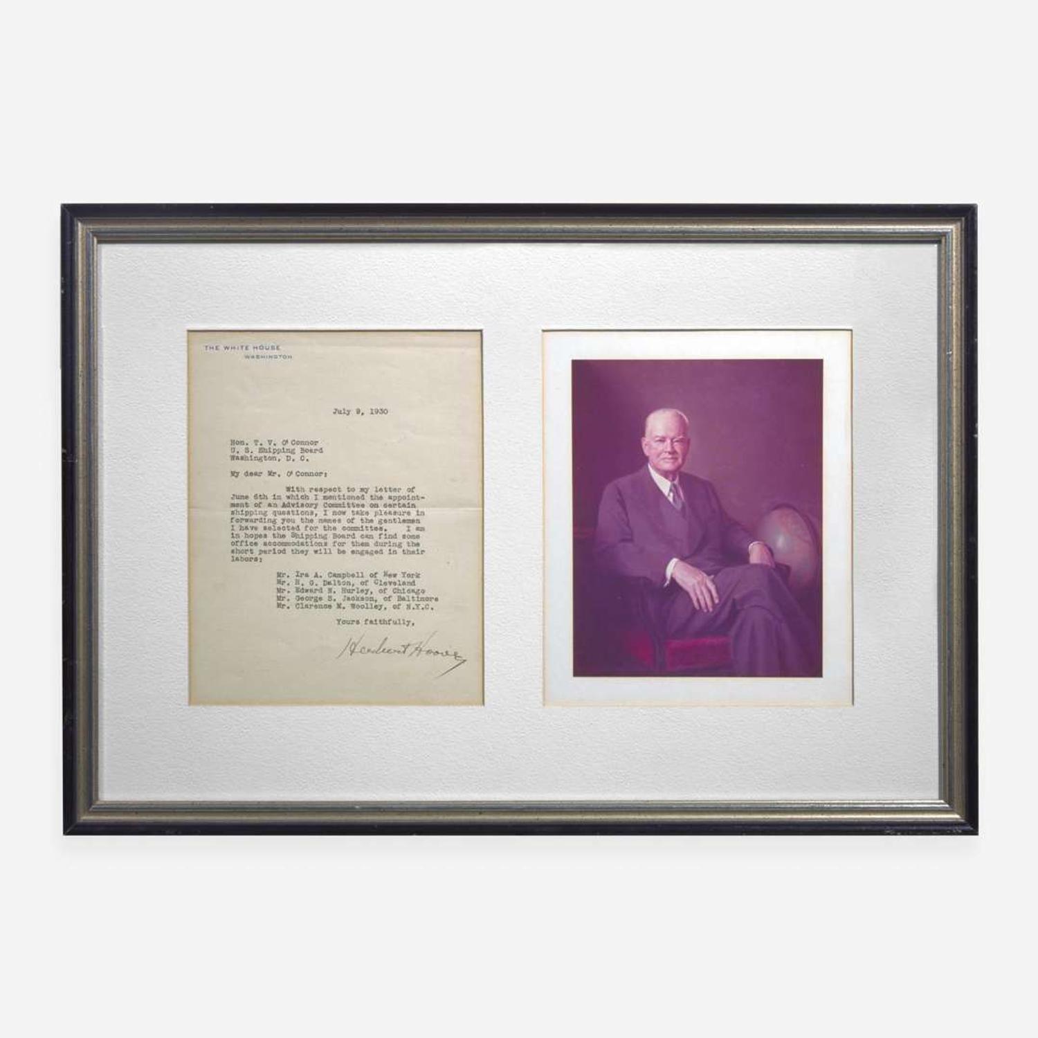 [Presidential] Taft, William H, and Woodrow Wilson and Calvin Coolidge and Herbert Hoover Group of 4 Typed Letters, signed