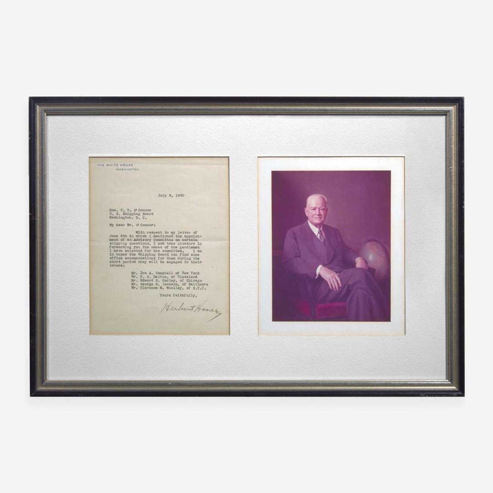 [Presidential] Taft, William H, and Woodrow Wilson and Calvin Coolidge and Herbert Hoover Group of 4 Typed Letters, signed