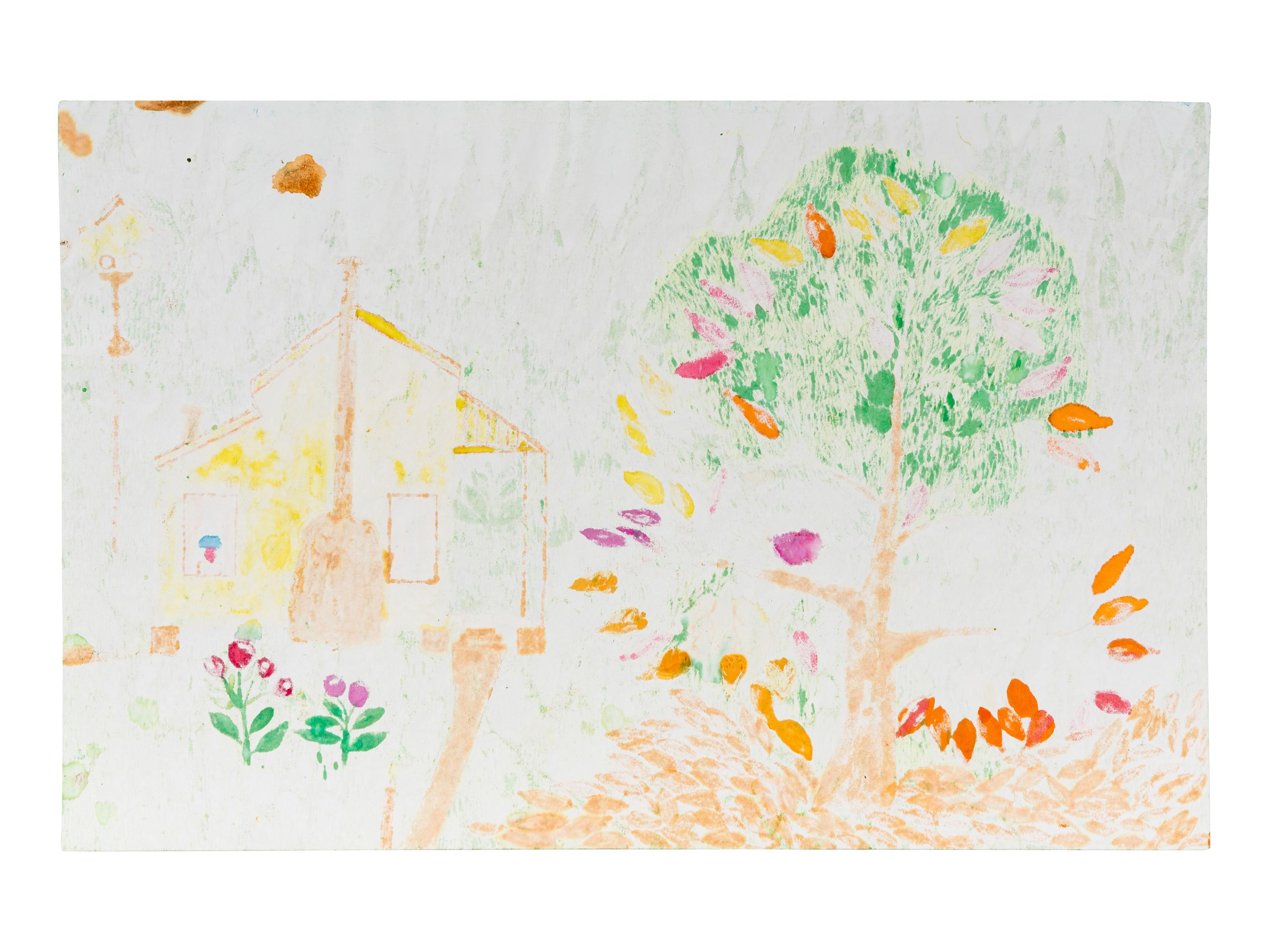 Untitled (Tree and House and Bird House)