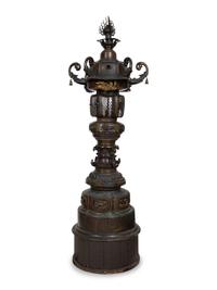 A Monumental Japanese Bronze Garden Lantern