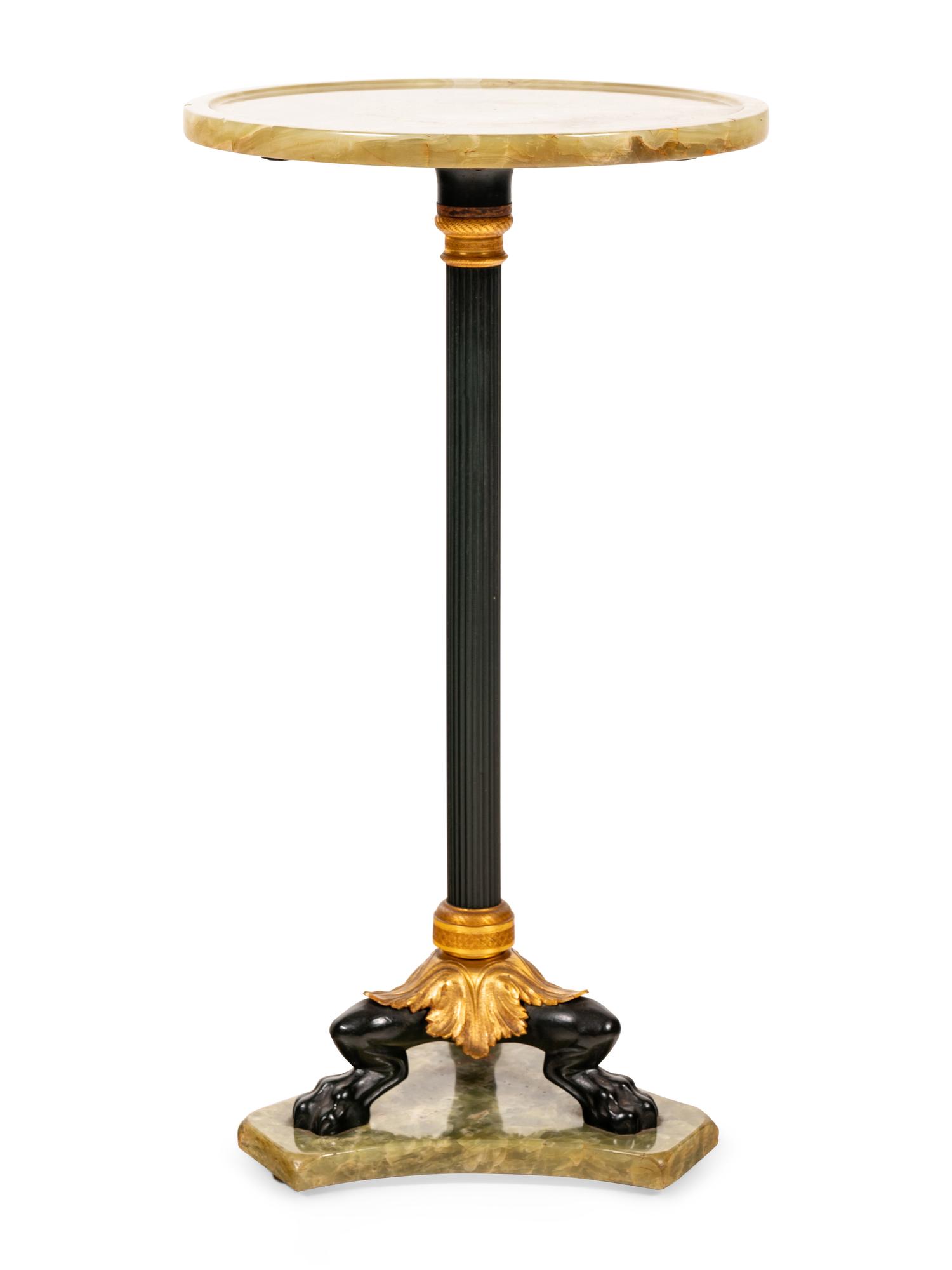 An Empire Style Gilt and Patinated Bronze and Onyx Side Table