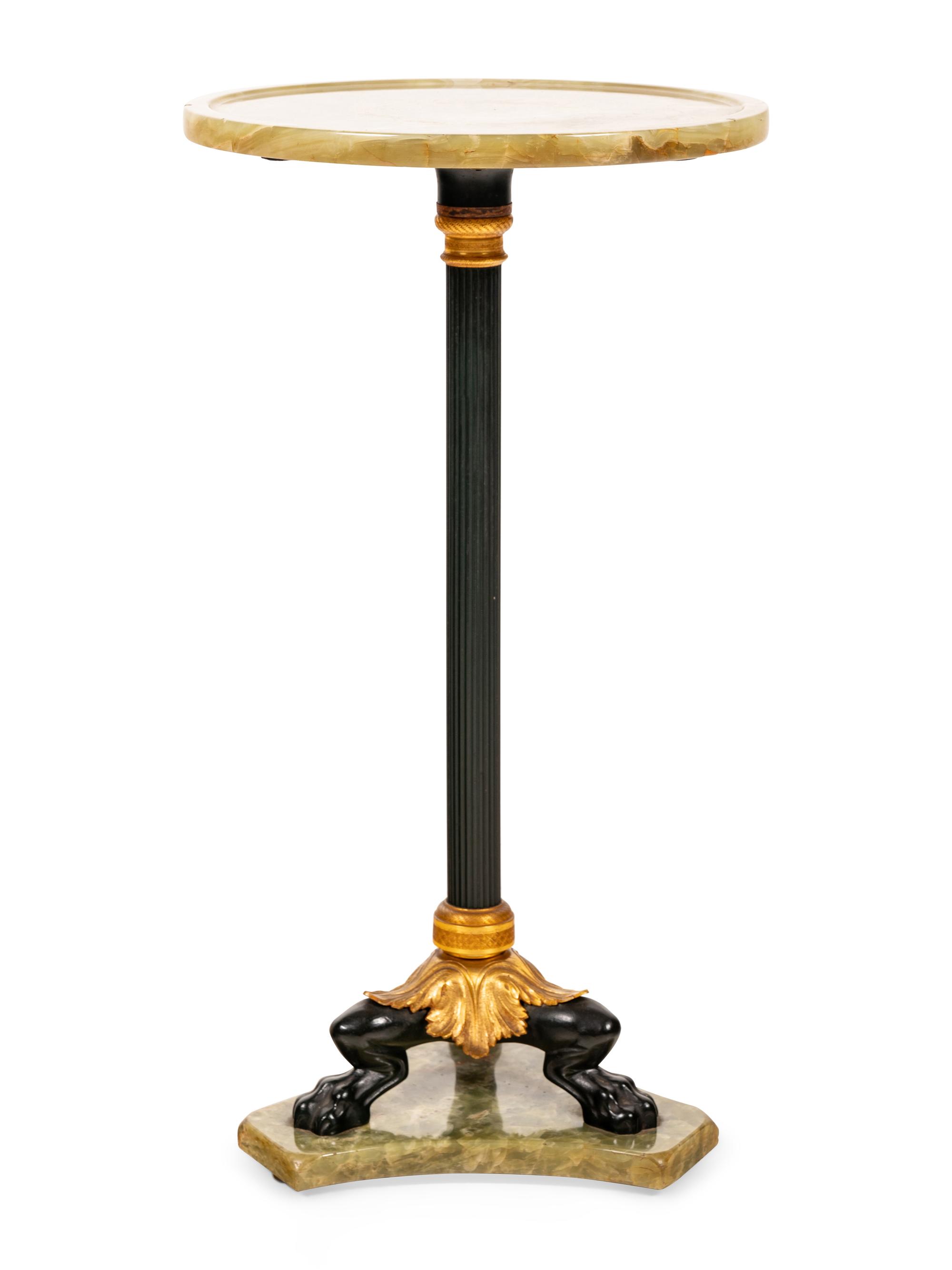 An Empire Style Gilt and Patinated Bronze and Onyx Side Table