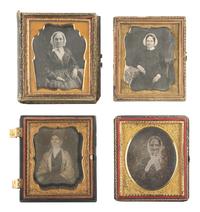 [EARLY PHOTOGRAPHY]. 21 sixth plate daguerreotypes of women wearing hats and bonnets.
