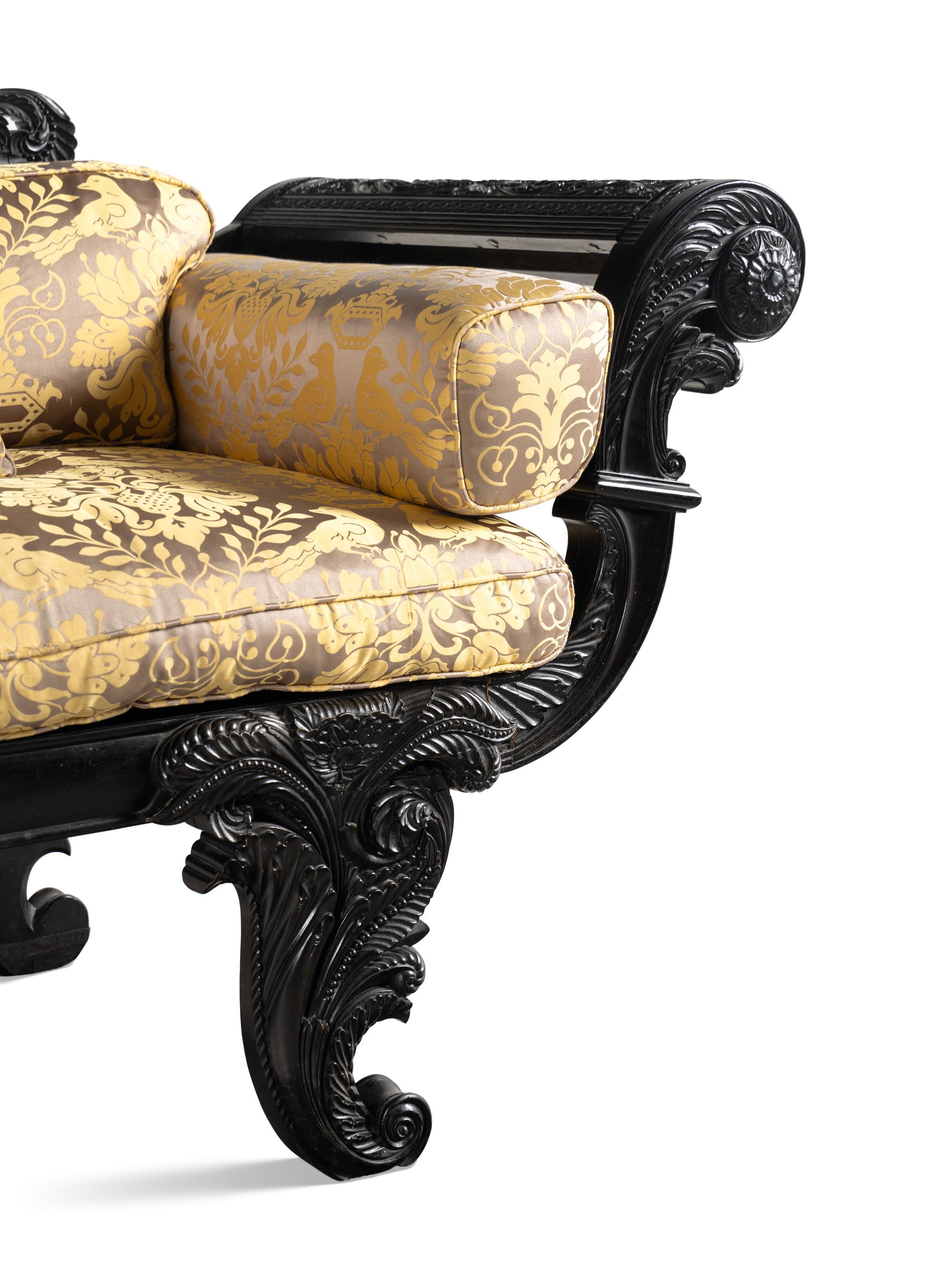 An Anglo-Colonial Ebony Settee