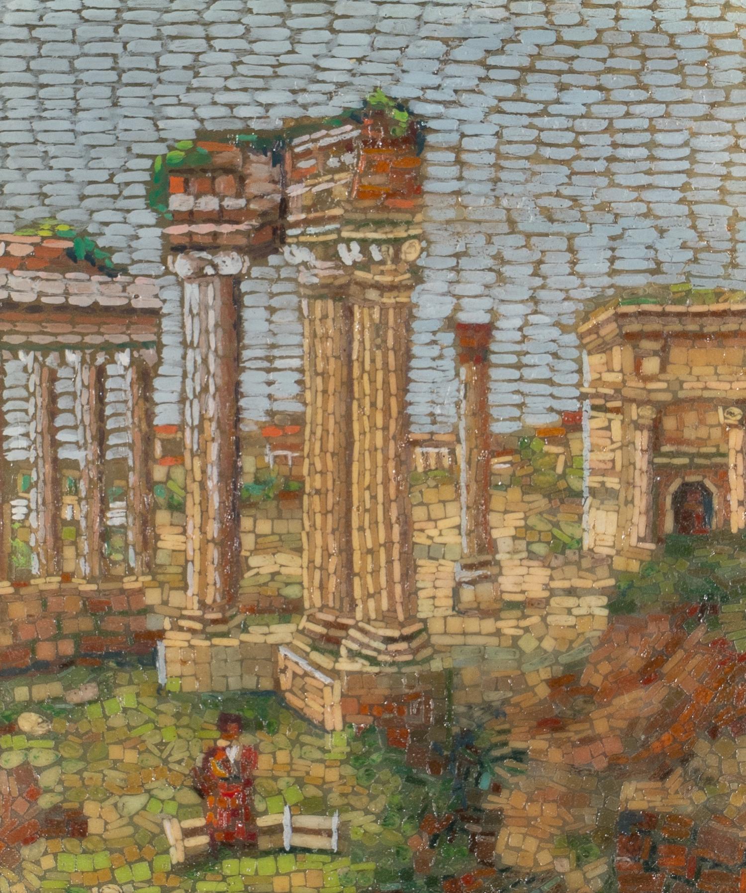 An Italian Micromosaic and Painted Panel Depicting the Roman Forum