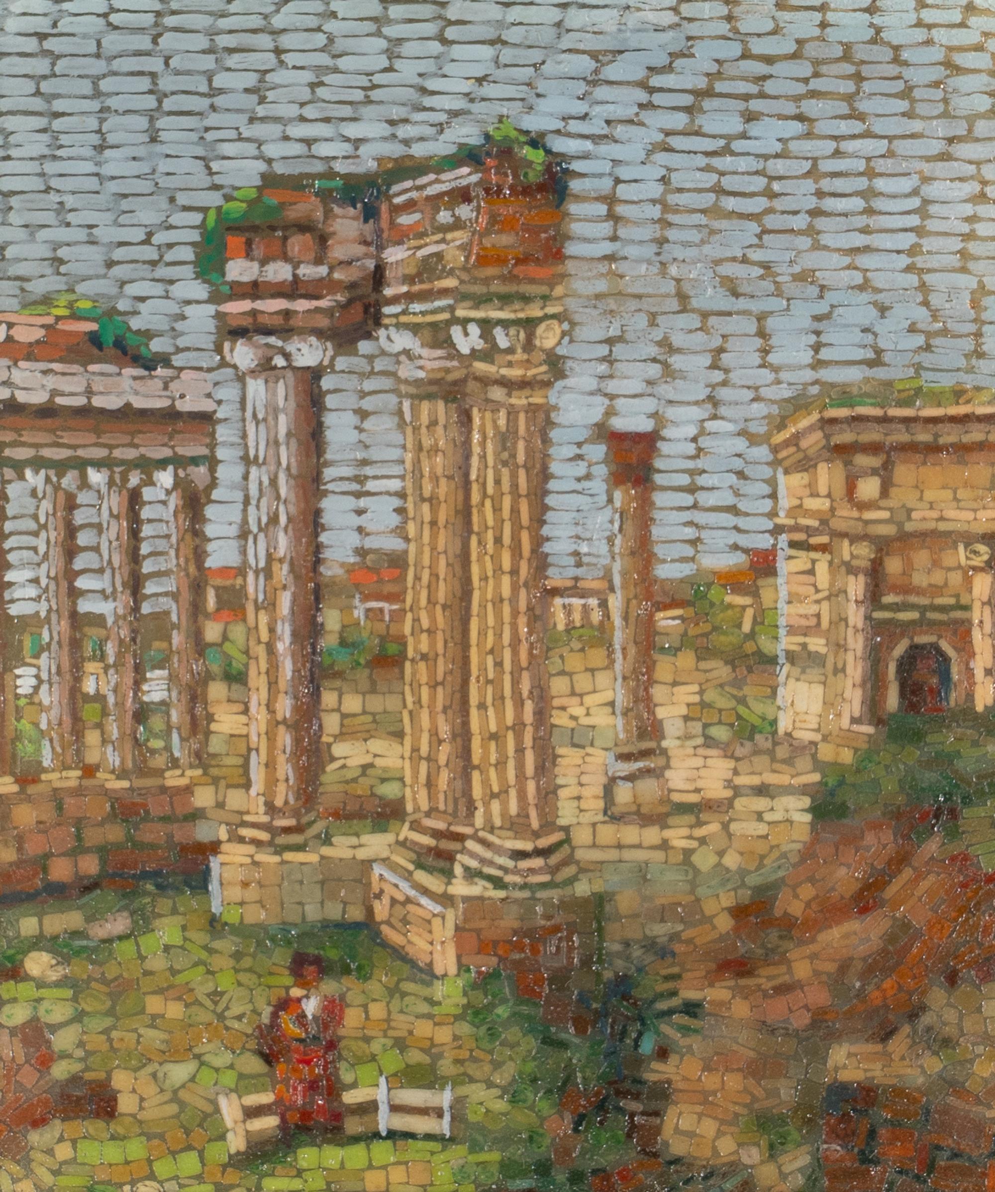 An Italian Micromosaic and Painted Panel Depicting the Roman Forum
