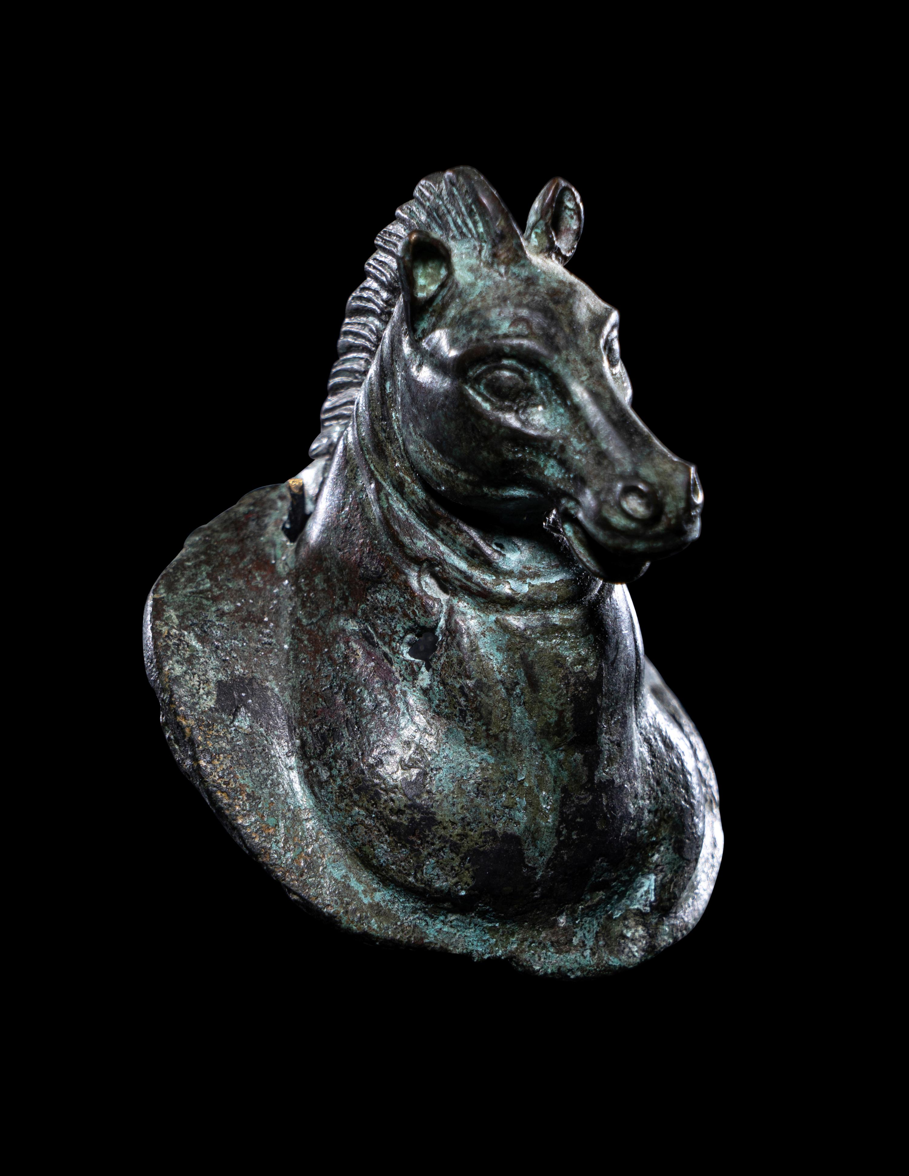 A Roman Bronze Horse Head Applique