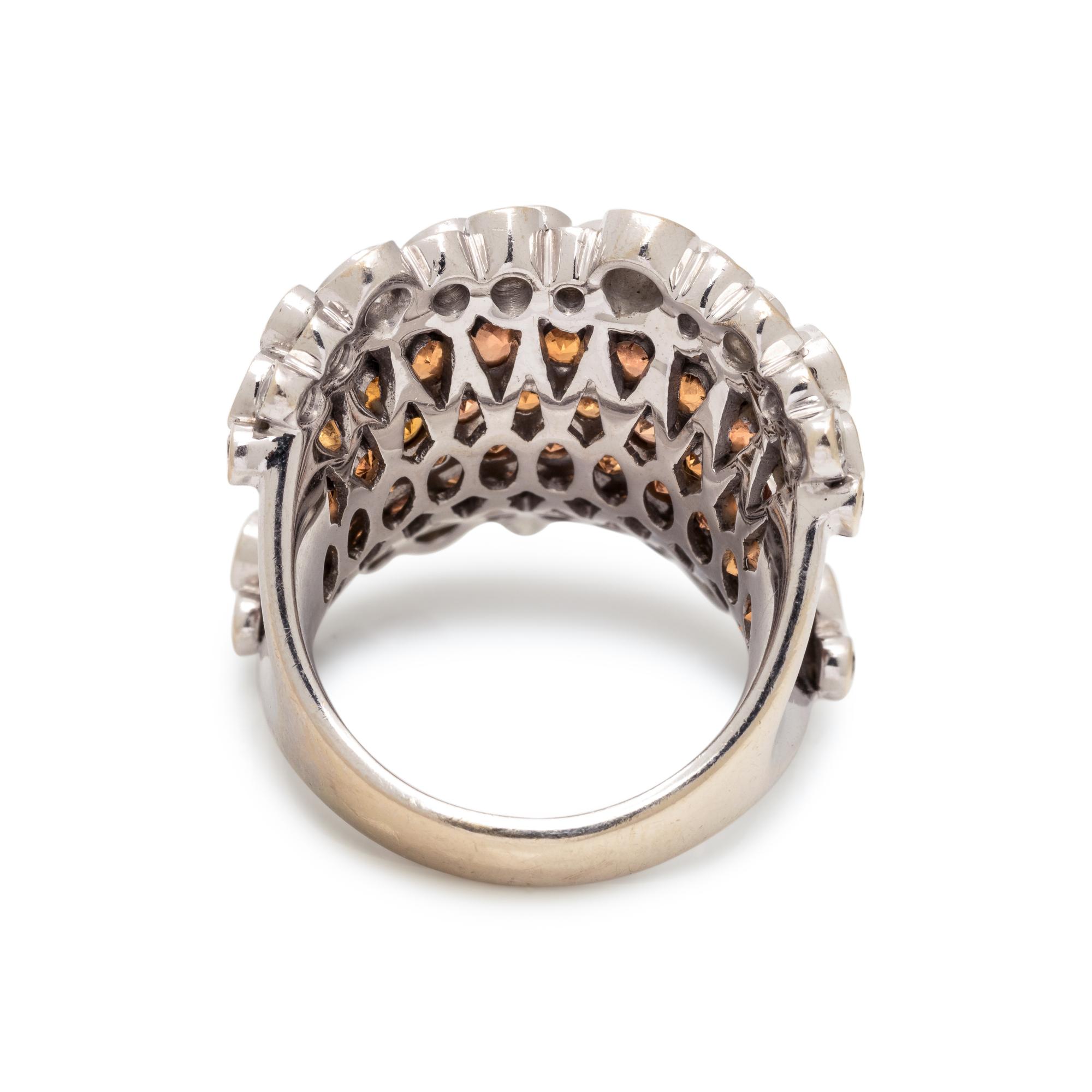 STEFAN HEFNER, DIAMOND AND ORANGE SAPPHIRE 'CORSET' RING