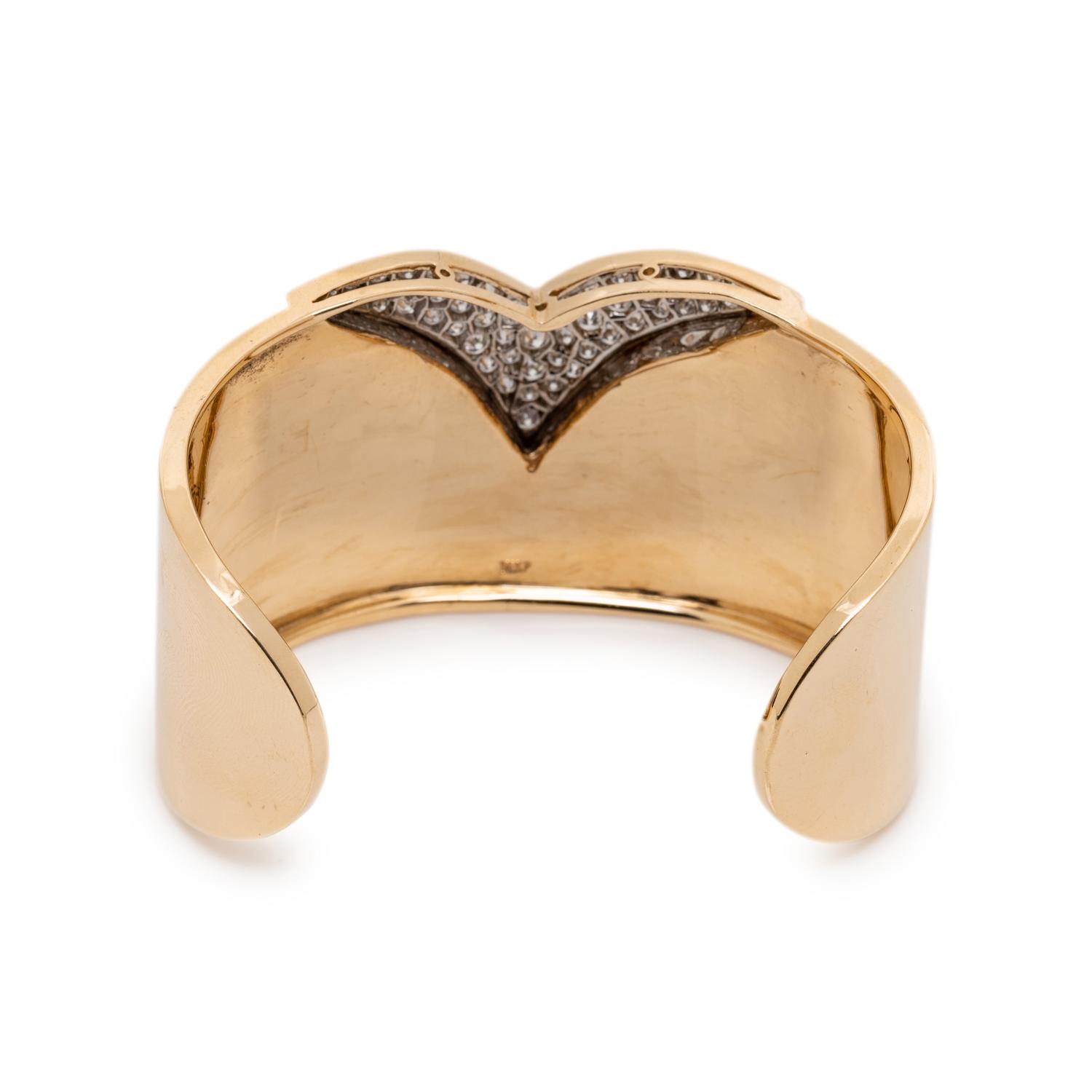 YELLOW GOLD AND DIAMOND CUFF BRACELET