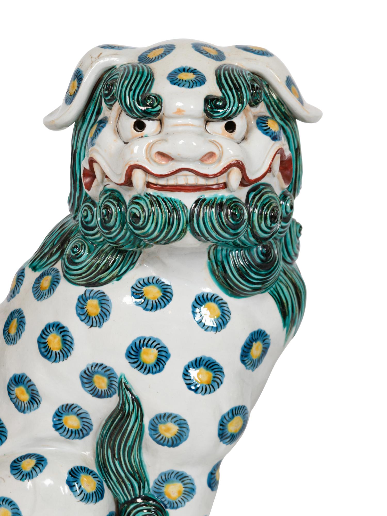A Pair of Large Glazed Ceramic Guardian Lions