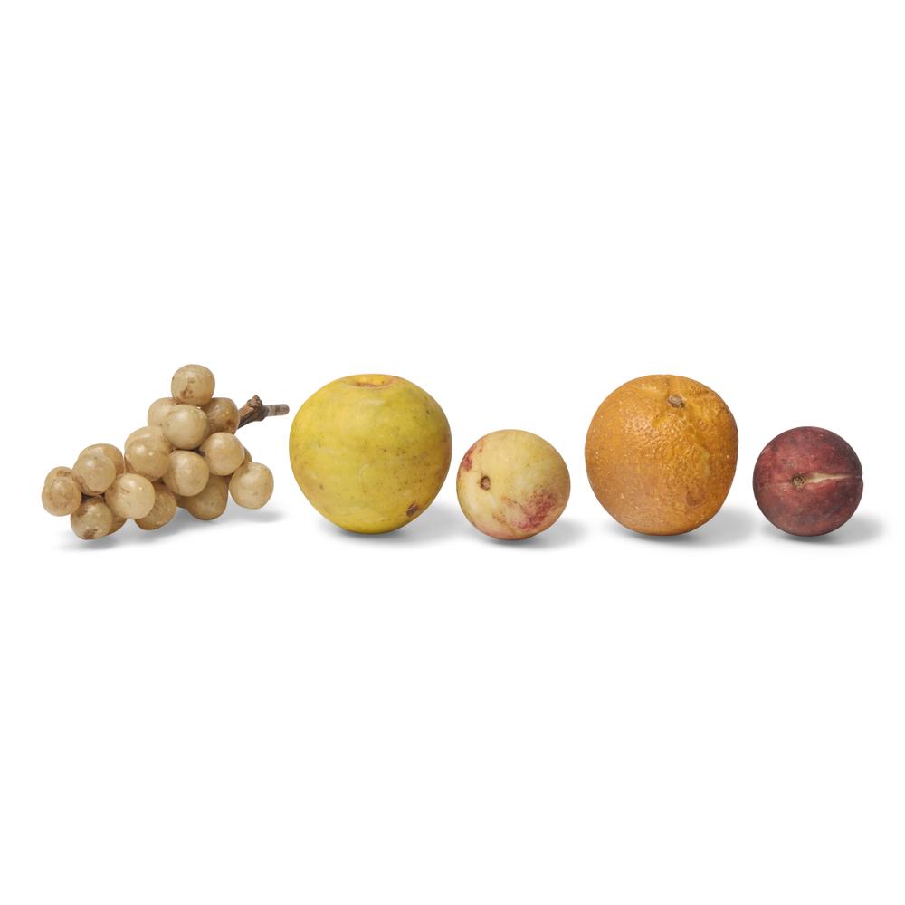 A Group of Nine Pieces of Painted Stone Fruit