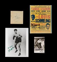 A Group of Joe Louis, Billy Conn and Max Schmeling Signed Autograph Items,