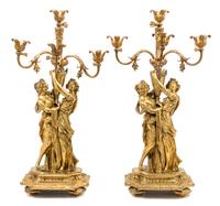 A Pair of Continental Gilt Bronze Candelabra — MID-19TH CENTURY