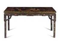 A Chinese Gilt and Painted Black Lacquered Table