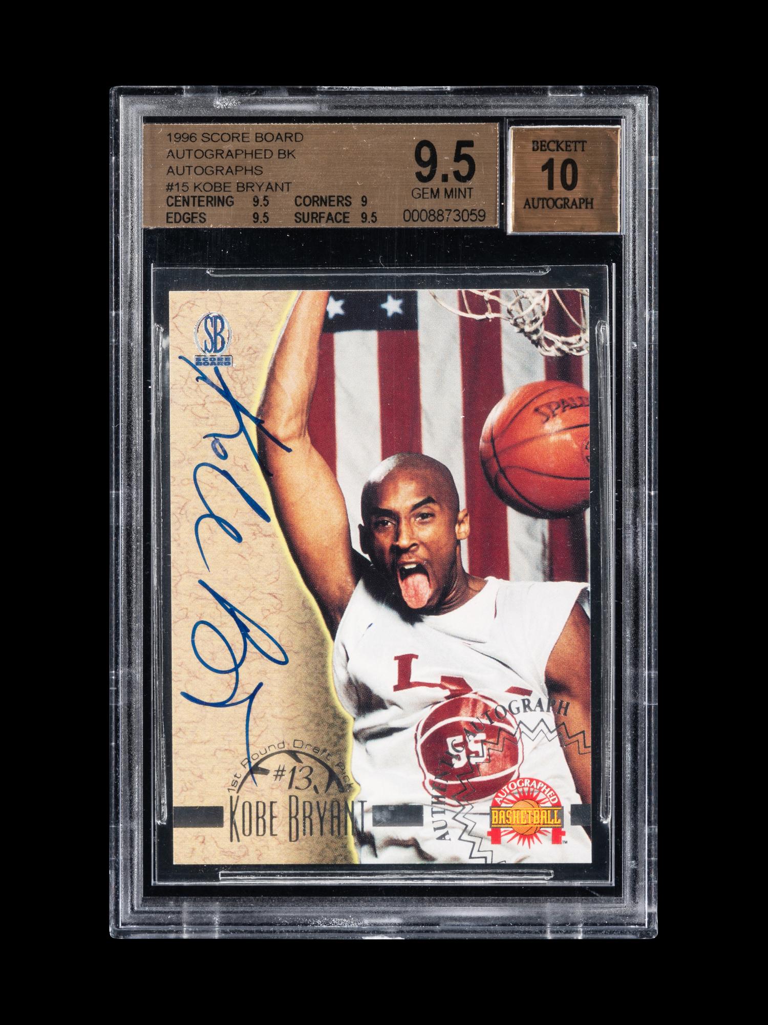 A 1996-97 Score Board Autographed BK Autographs Kobe Bryant Signed Rookie Basketball Card No. 15 (BGS Dual Grade 9.5 Card, 10 Auto), Pop 9, None Graded Higher