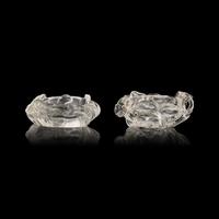 Two Small Chinese Rock Crystal Coupes, 20th Century 近代 雕水晶花卉紋水丞兩件