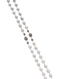 GRAY BAROQUE CULTURED PEARL AND DIAMOND NECKLACE