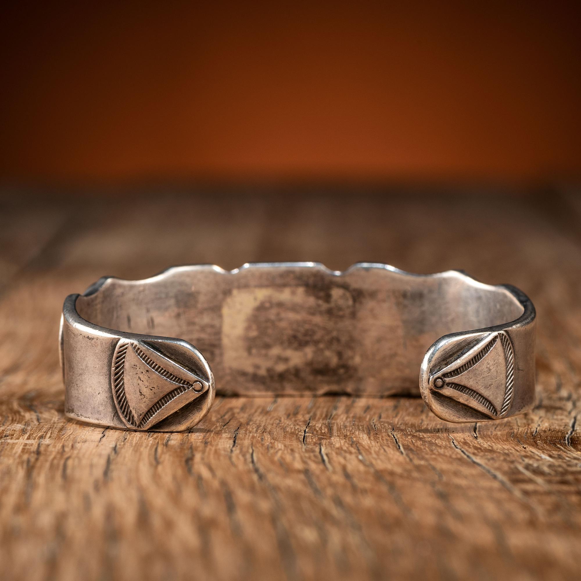Navajo Silver Ingot and Turquoise Cuff Bracelet