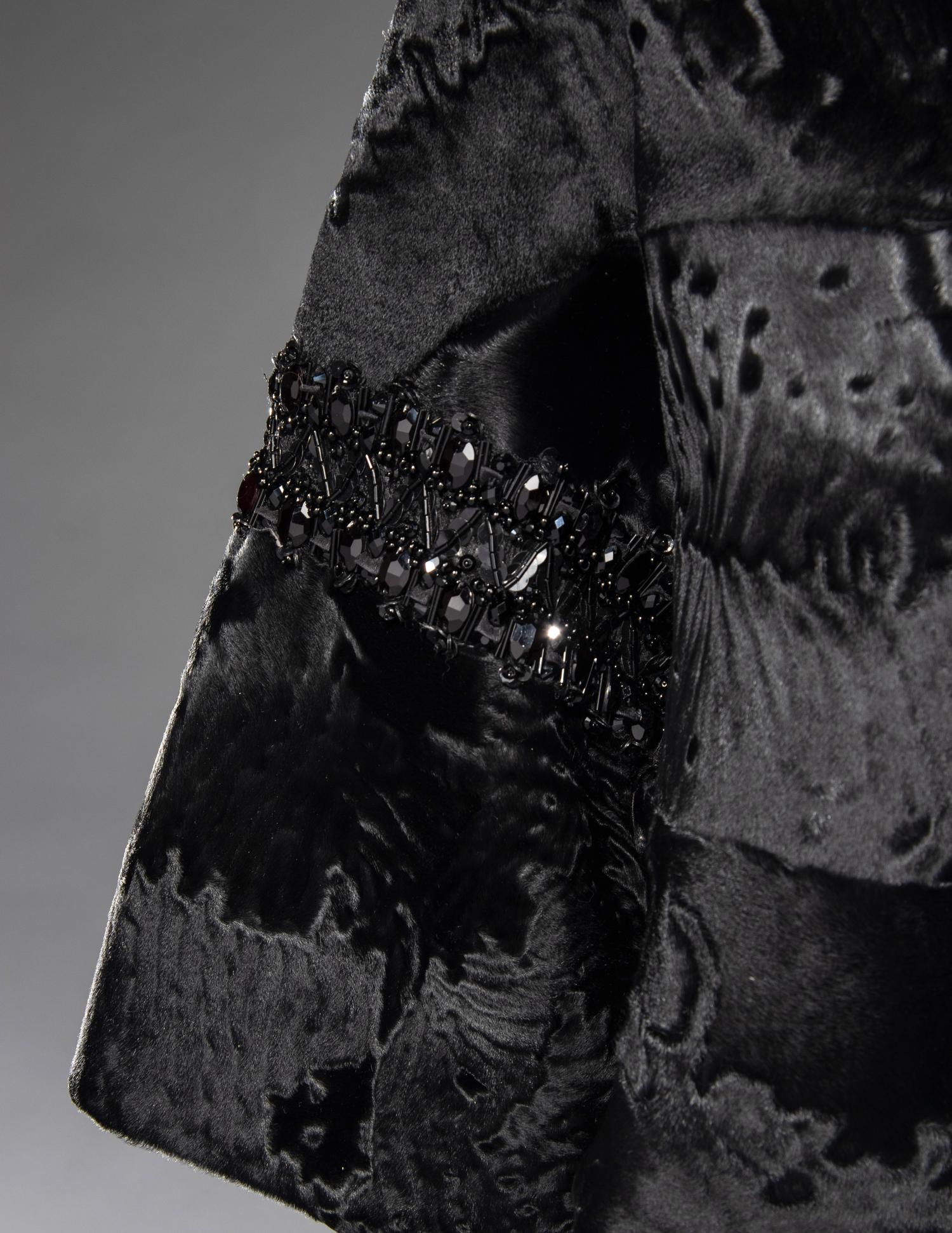 J. Mendel Broadtail Stole with Bead Embellishments