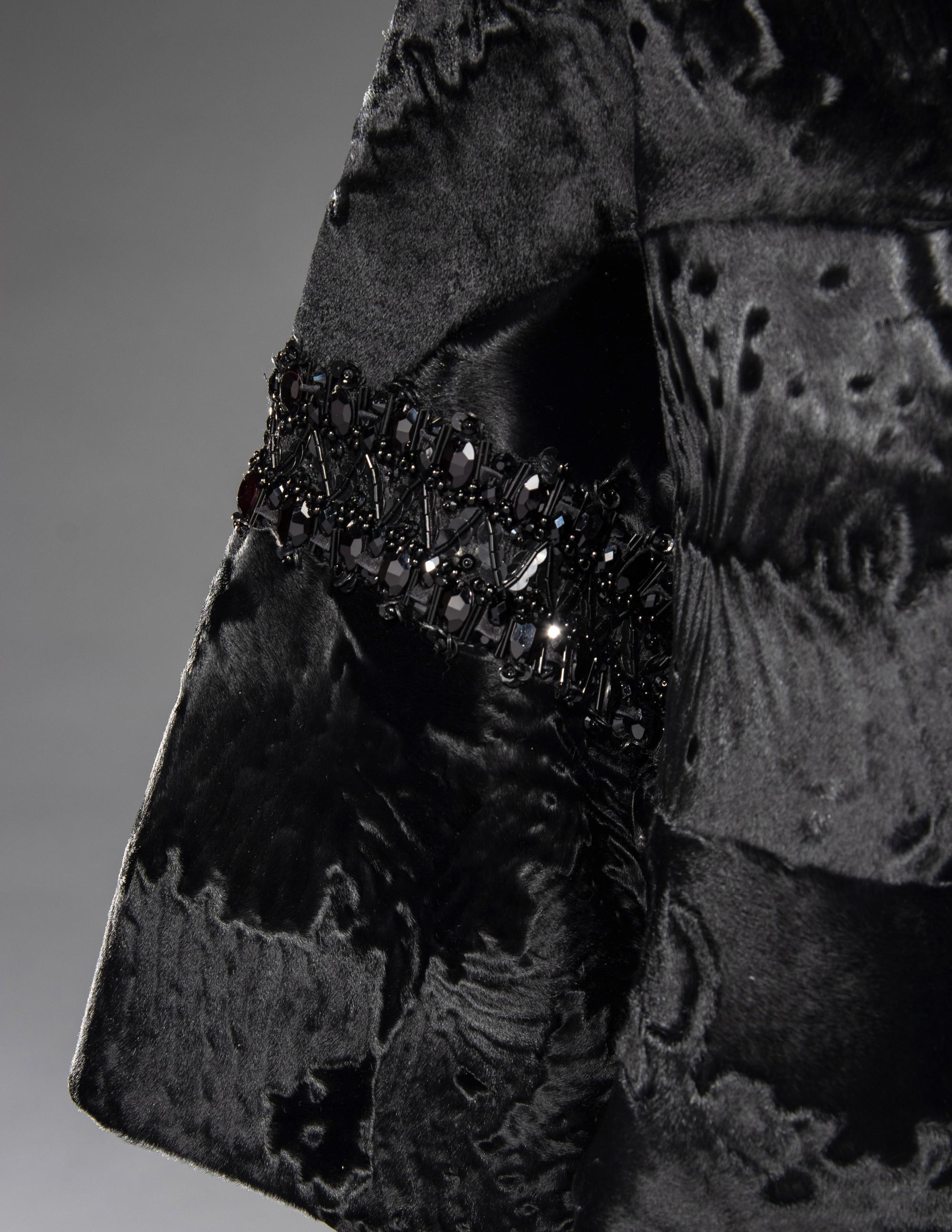 J. Mendel Broadtail Stole with Bead Embellishments