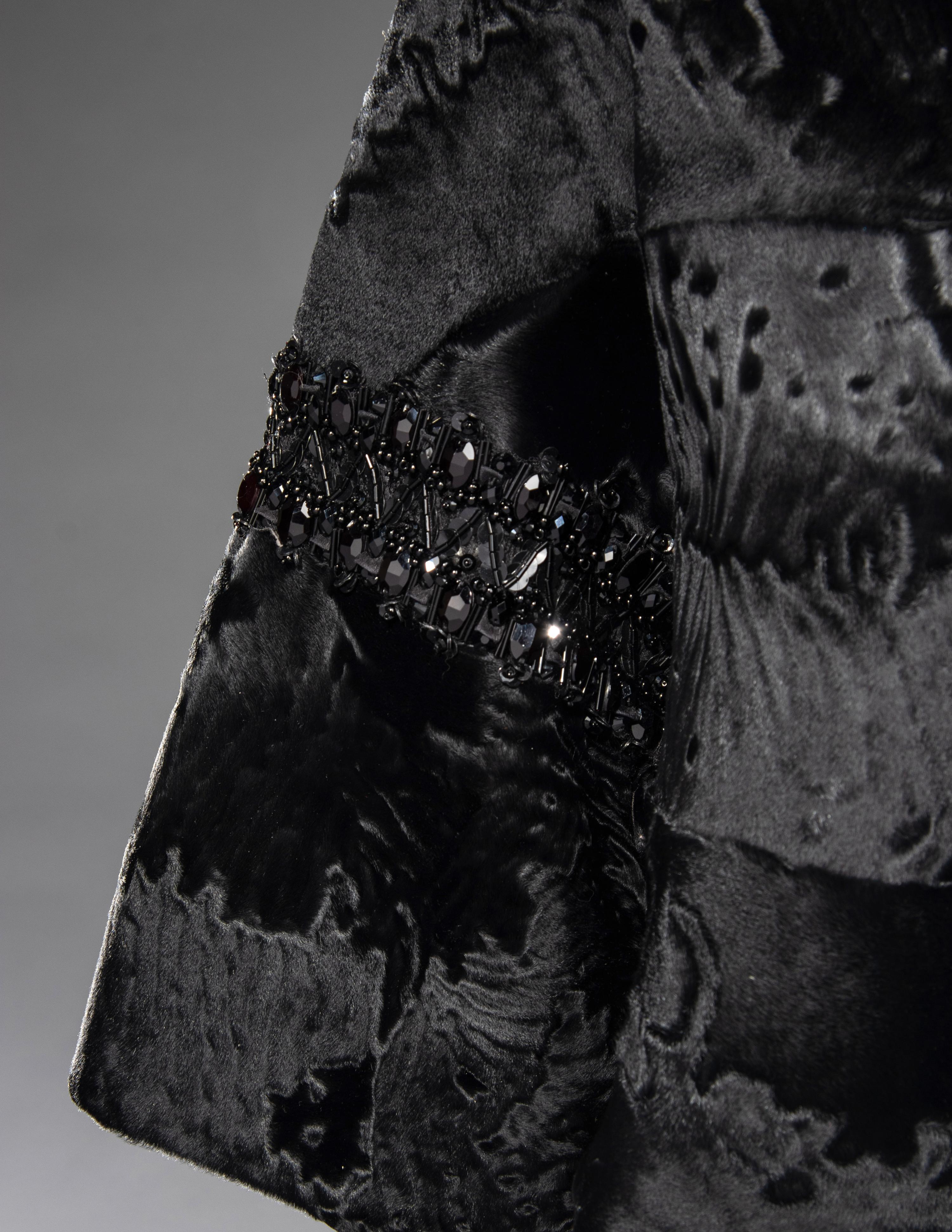 J. Mendel Broadtail Stole with Bead Embellishments
