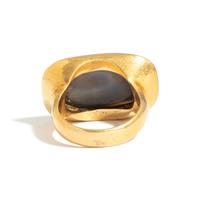 A Roman Agate Ring Stone with Six Hoplites Battling — Set in a gold ring