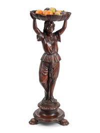 A Venetian Style Carved Walnut Figural Stand