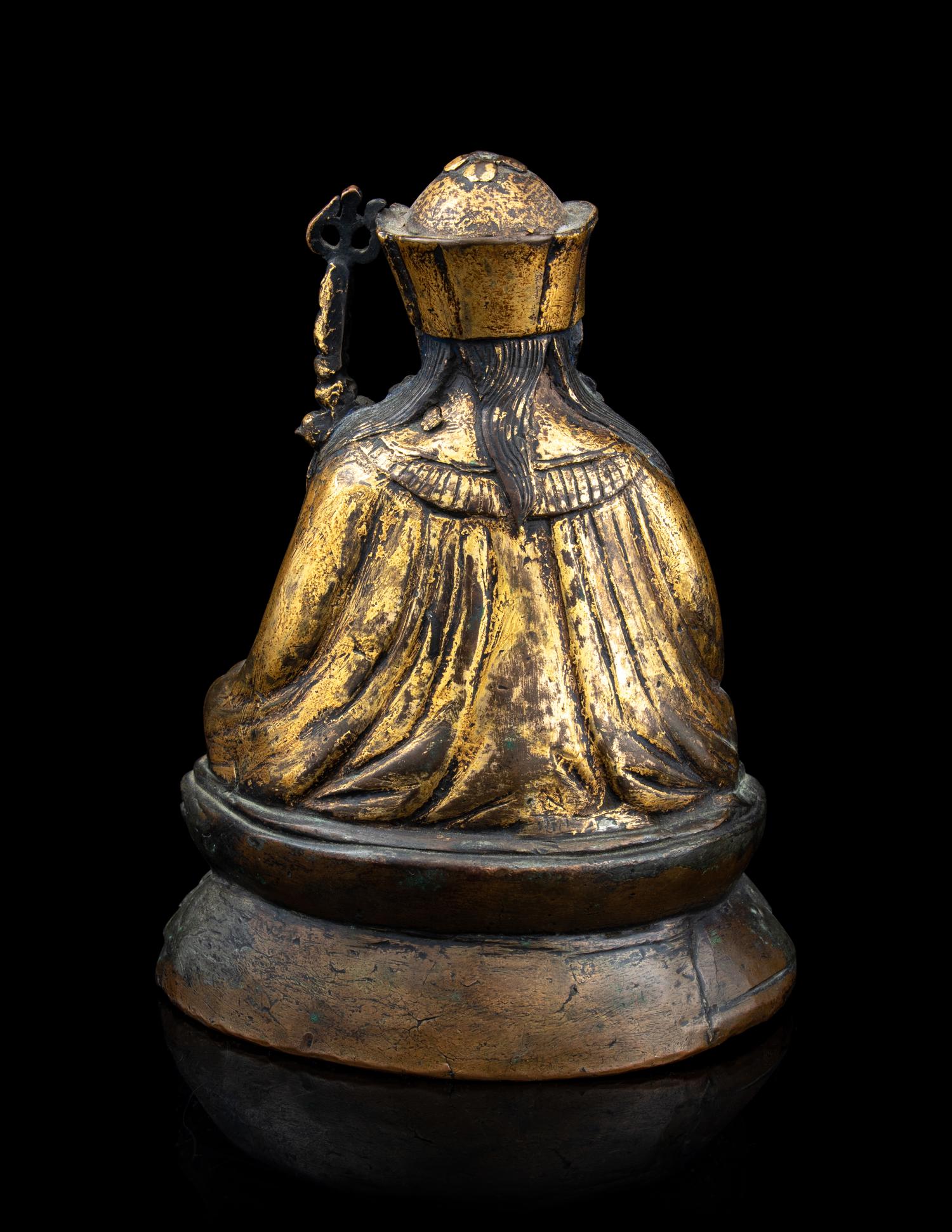 A Tibetan Parcel Gilt Bronze Figure of Guru