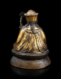 A Tibetan Parcel Gilt Bronze Figure of Guru