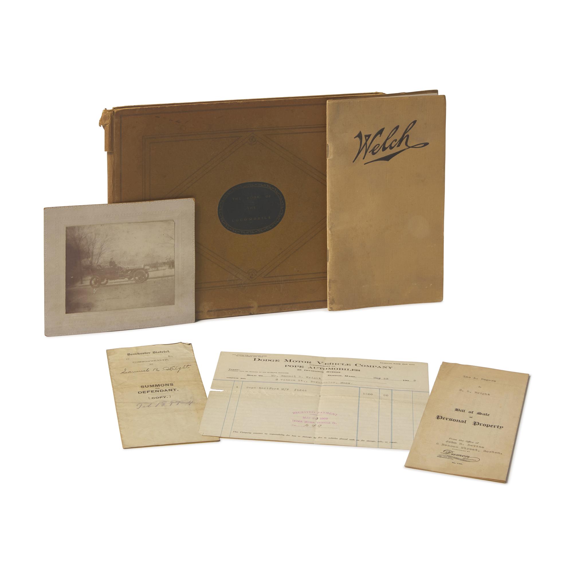 [Automobilia] Pair of titles on the early automobile, and four pieces of automobile ephemera