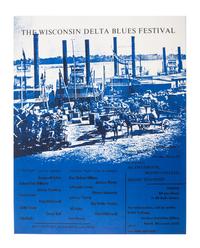 [MUSIC]. A group of 4 posters promoting blues acts and festivals, incl. Luther Allison, Dr. Ross, and various performers at the Detroit and Wisconsin Delta Blues Festivals.