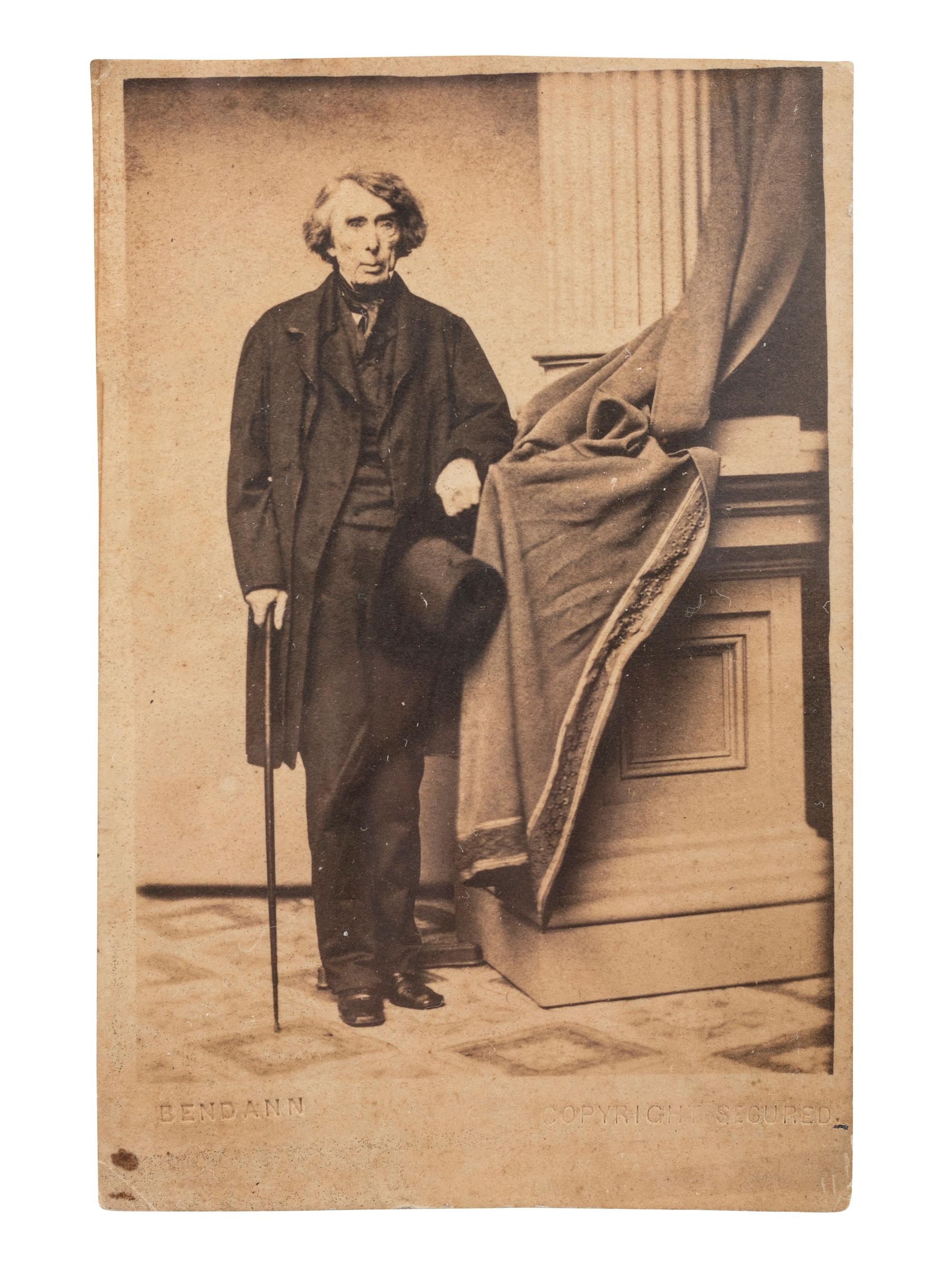 [SLAVERY & ABOLITION] -- [TANEY, Roger (1777-1864)]. BENDANN, photographers. CDV of Chief Justice Taney holding hat and cane. [Baltimore, MD]: n.d.