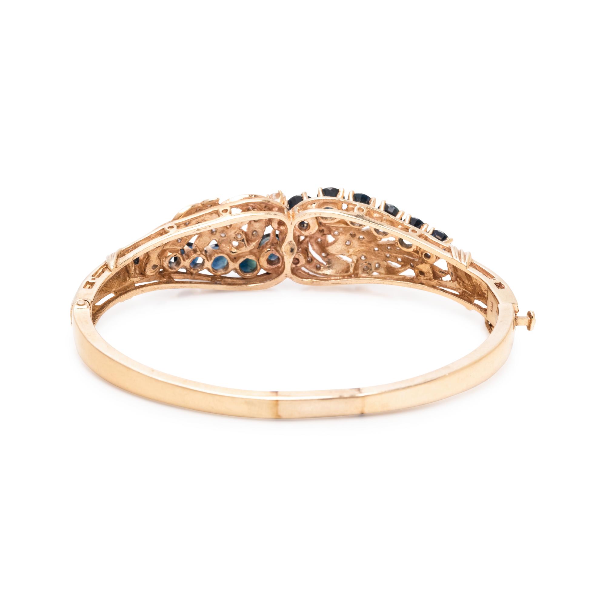 YELLOW GOLD, DIAMOND AND SAPPHIRE BANGLE BRACELET