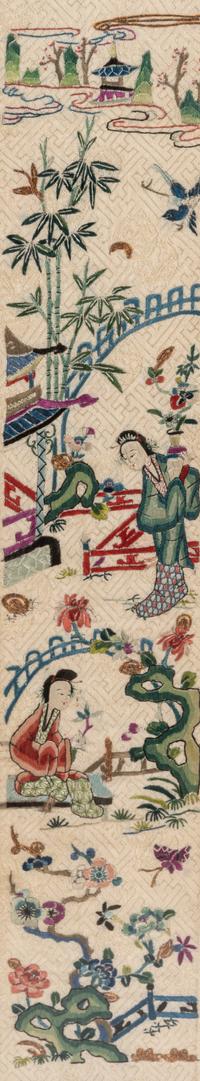 Two Pairs of Chinese Embroidered Silk Sleeve Bands