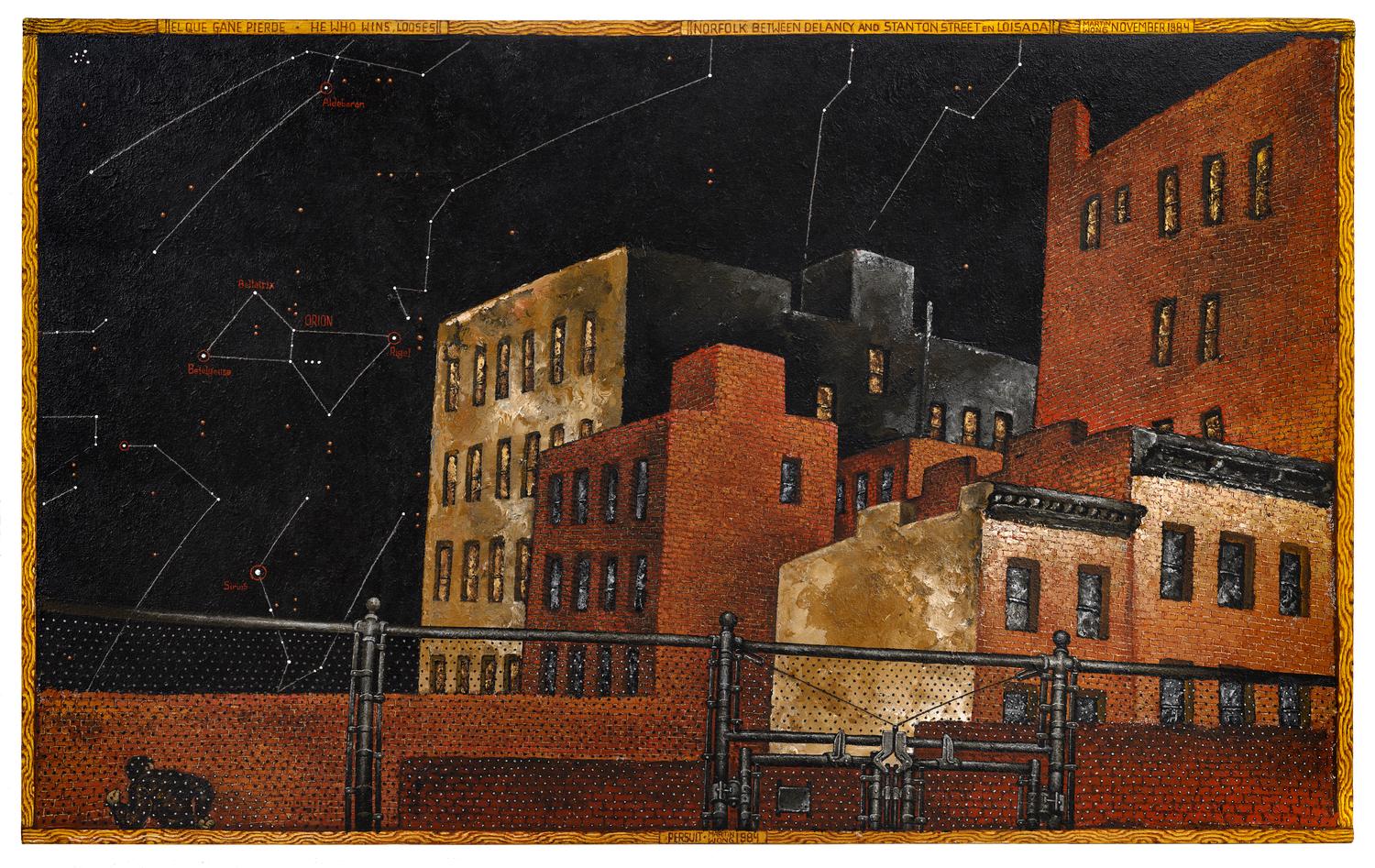 Martin Wong (American, 1946-1999) Persuit (El Que Gane Pierde - He Who Wins Looses), 1984