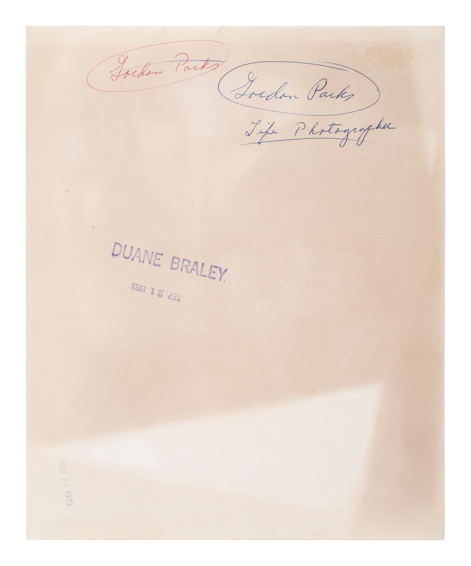 [PHOTOGRAPHY]. BRALEY, Duane J. (1937-2014), photographer. Portrait of Gordon Parks. September 1963.