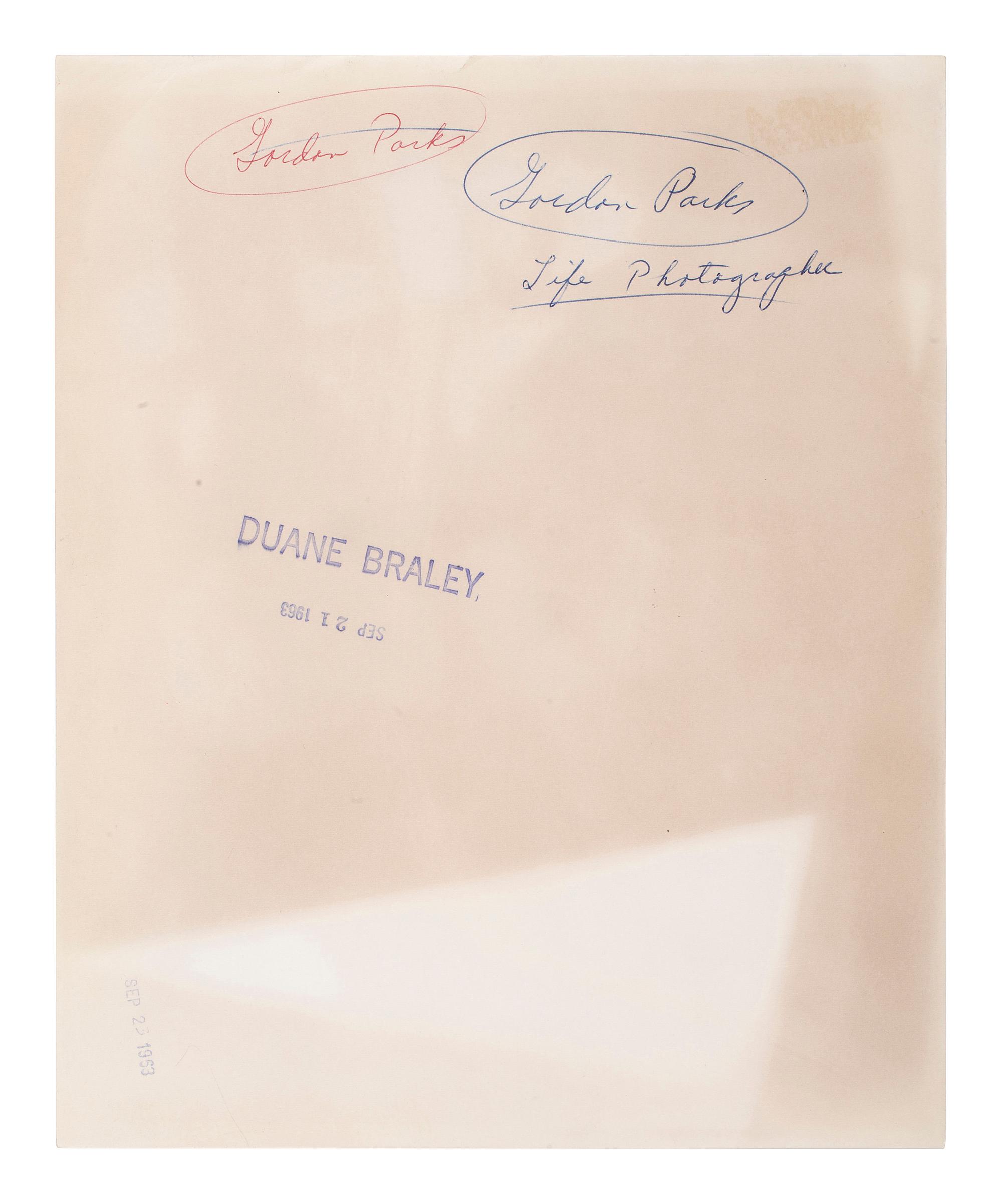 [PHOTOGRAPHY]. BRALEY, Duane J. (1937-2014), photographer. Portrait of Gordon Parks. September 1963.