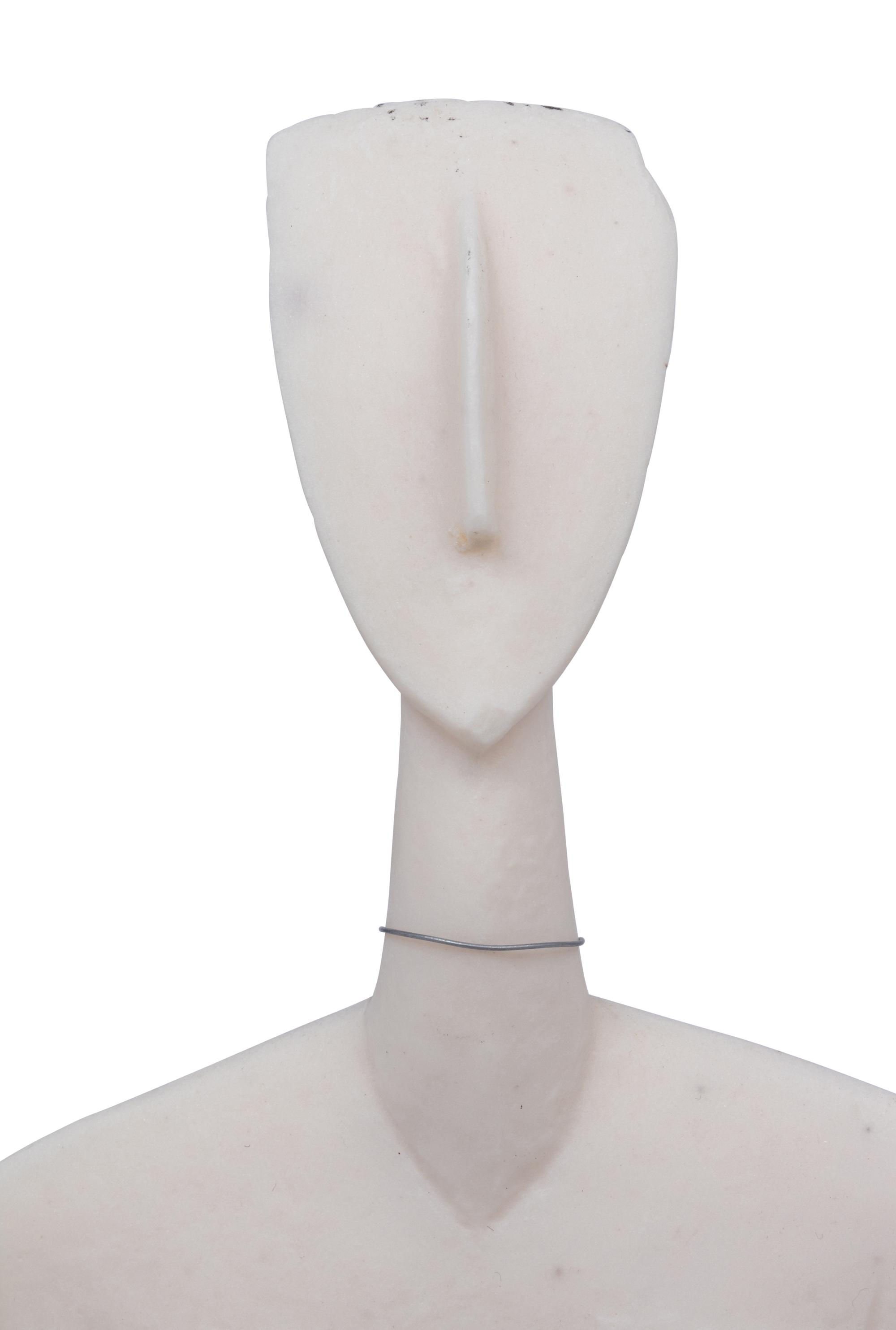 Two Carved White Marble Replica Cycladic Figures