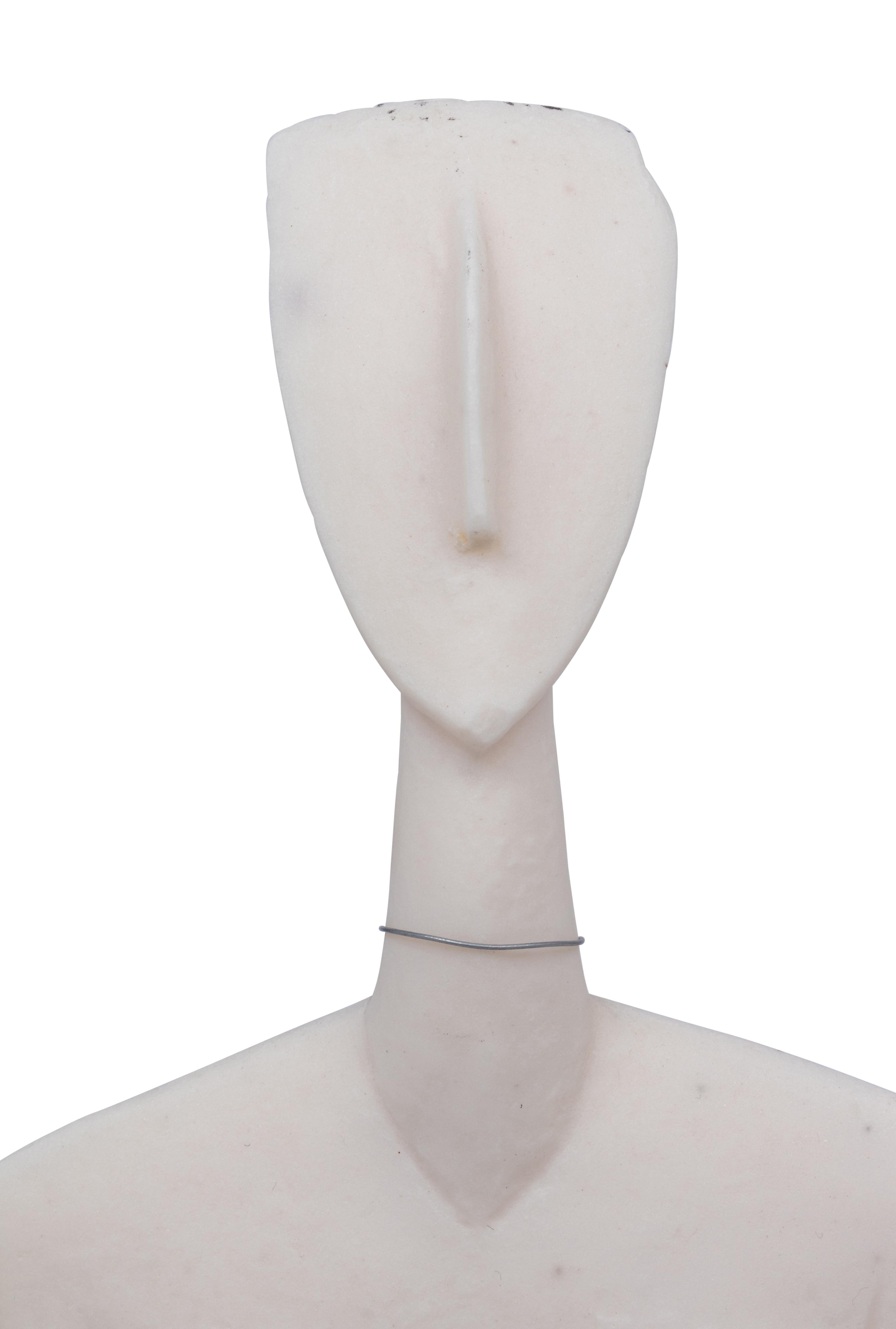 Two Carved White Marble Replica Cycladic Figures