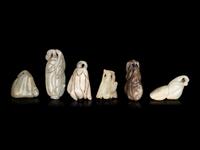 Six Chinese Celadon Jade Carvings of Buddha's Hand Citron