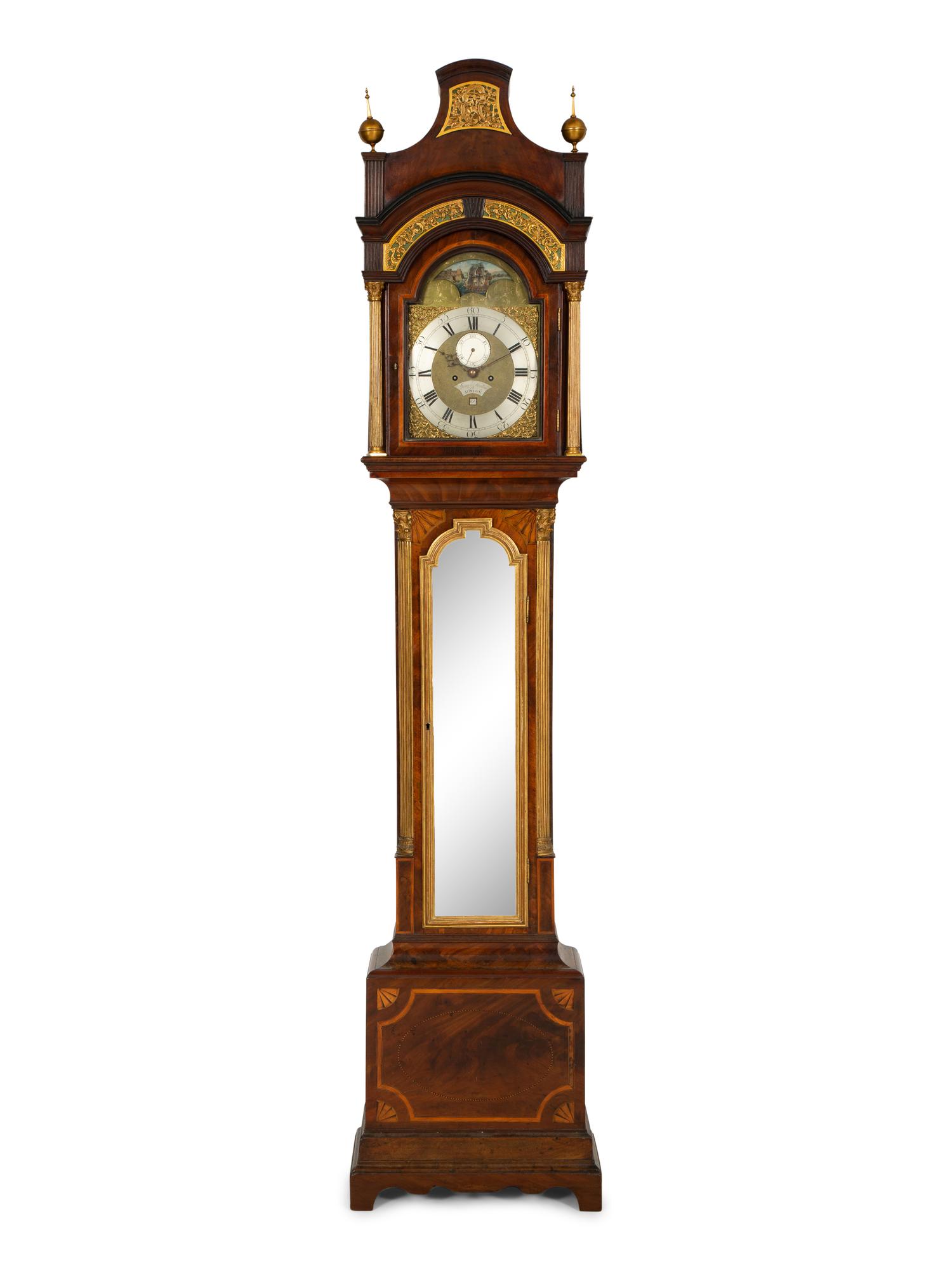 A George III Parcel Gilt Mahogany Longcase Clock