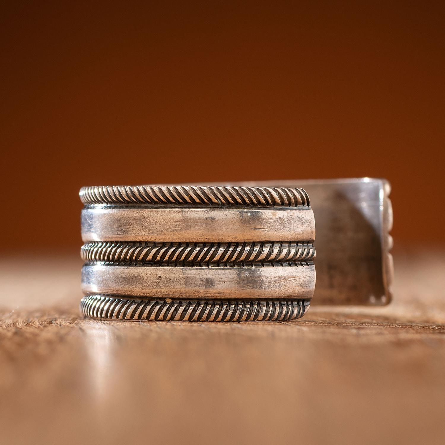 Navajo Arts and Crafts Guild Silver Cuff Bracelet
