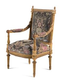 A Set of Four Louis XVI Style Giltwood Fauteuils