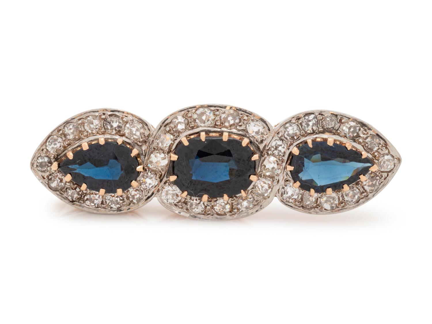 SAPPHIRE AND DIAMOND BROOCH