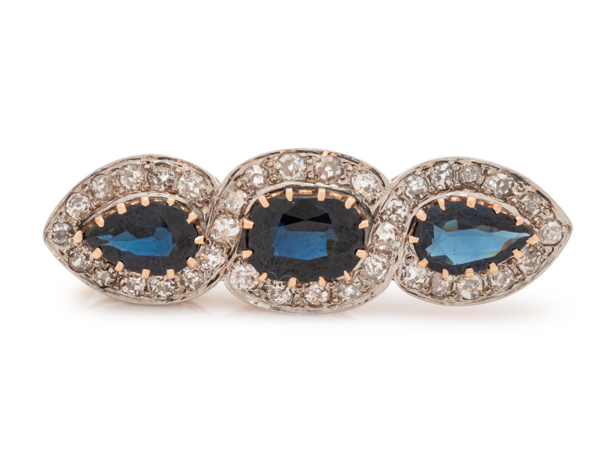 SAPPHIRE AND DIAMOND BROOCH