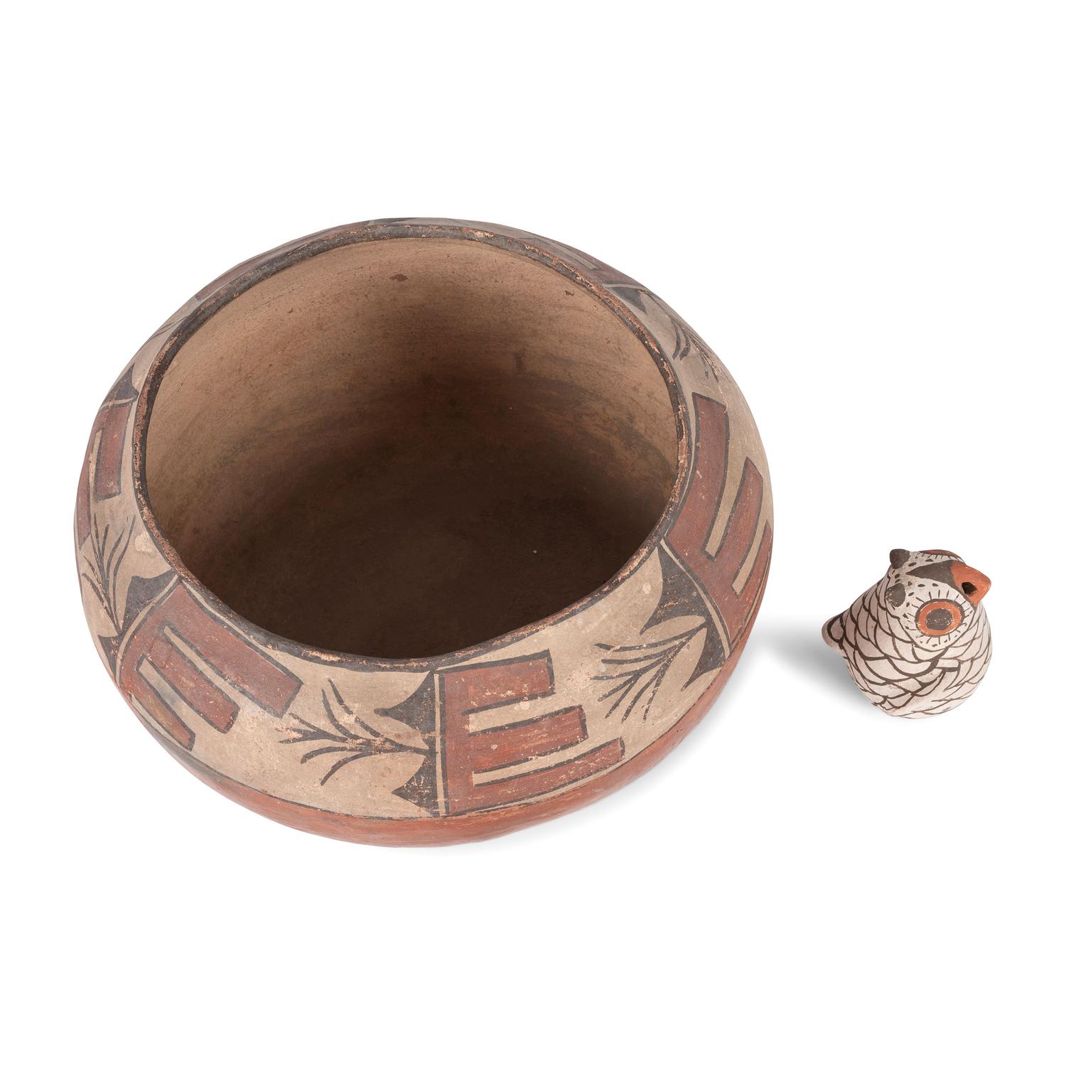 Zuni Owl and Zia Bowl