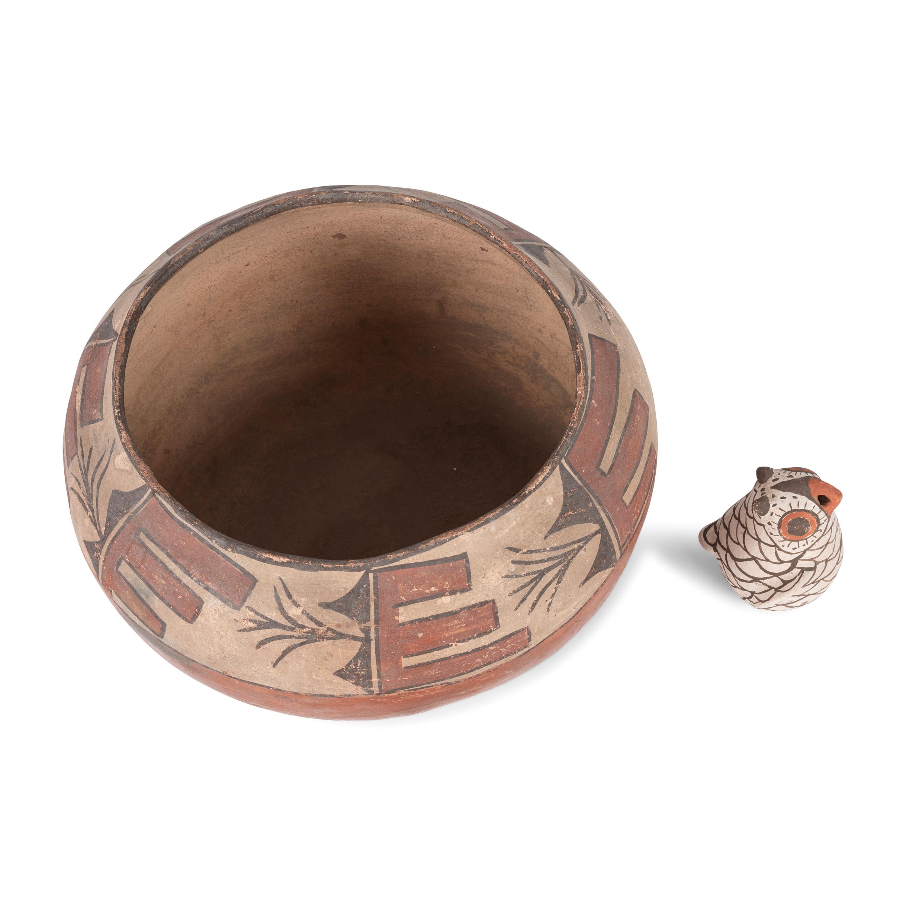 Zuni Owl and Zia Bowl